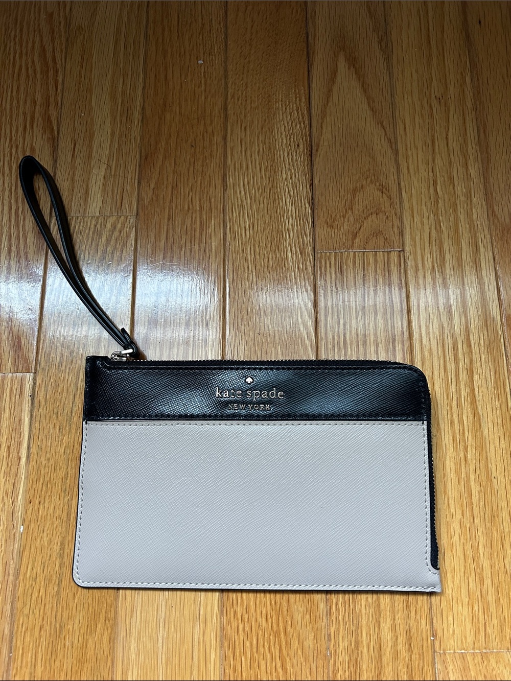 kate spade two-tone black and light pink(ish)wristlet clutch